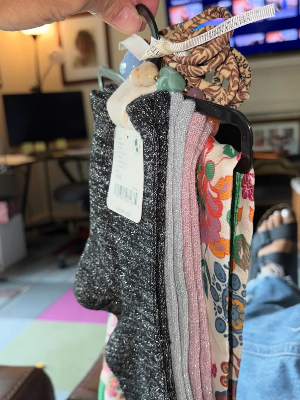 NWT Bundle Free People Socks Heart Bracelet Velvet Vault Hair Ties Bandana